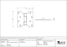 Load image into Gallery viewer, 49560 Aged Bronze 4&quot; x 2&quot; x 4&quot;  Parliament Hinge (pair) ss
