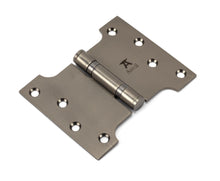 Load image into Gallery viewer, 49561 Aged Bronze 4&quot; x 3&quot; x 5&quot;  Parliament Hinge (pair) ss
