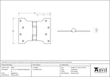 Load image into Gallery viewer, 49561 Aged Bronze 4&quot; x 3&quot; x 5&quot;  Parliament Hinge (pair) ss
