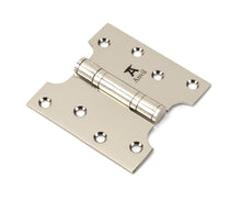 Load image into Gallery viewer, 49563 Polished Nickel 4&quot; x 2&quot; x 4&quot;  Parliament Hinge (pair) ss
