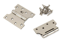 Load image into Gallery viewer, 49563 Polished Nickel 4&quot; x 2&quot; x 4&quot;  Parliament Hinge (pair) ss
