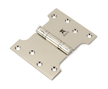 Load image into Gallery viewer, 49564 Polished Nickel 4&quot; x 3&quot; x 5&quot;  Parliament Hinge (pair) ss
