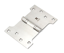 Load image into Gallery viewer, 49568 Satin SS 4&quot; x 4&quot; x 6&quot;  Parliament Hinge (pair)
