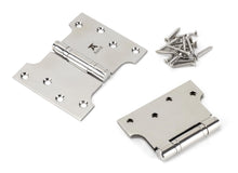 Load image into Gallery viewer, 49578 Polished SS 4&quot; x 3&quot; x 5&quot;  Parliament Hinge (pair)
