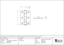 Load image into Gallery viewer, 49581 Polished Nickel 3&quot; Ball Bearing Butt Hinge (pair) ss
