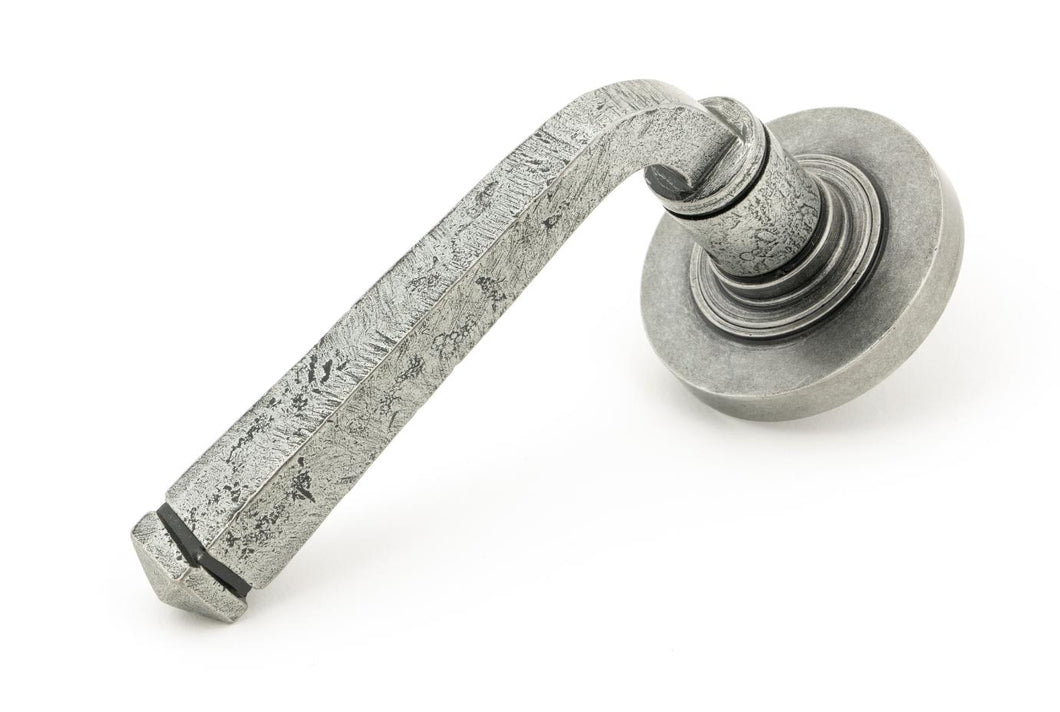 49965 Pewter Avon Round Lever on Rose Set (Plain) - Unsprung