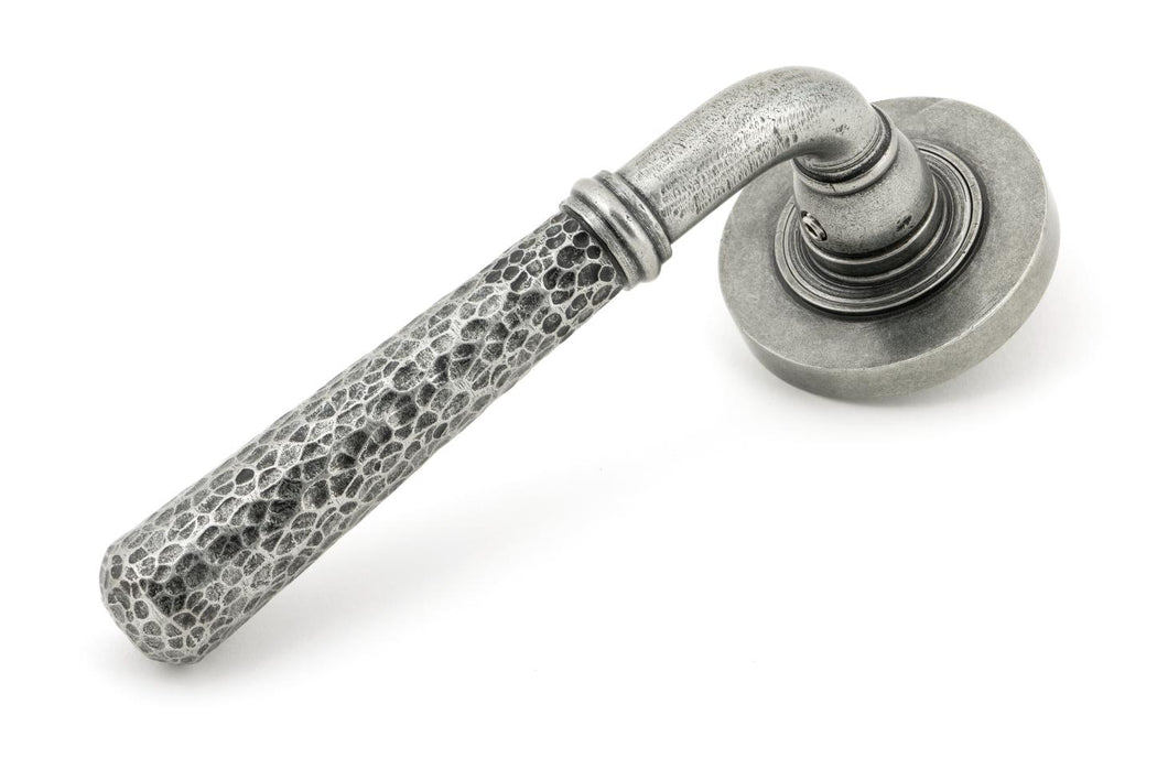 49989 Pewter Hammered Newbury Lever on Rose Set (Plain) - Unsprung