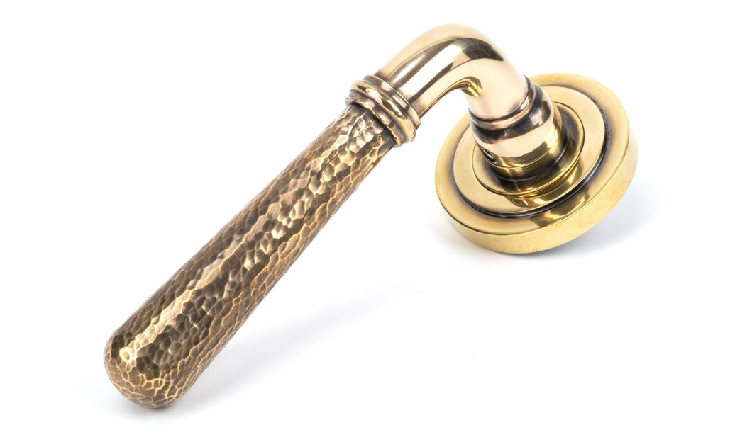 50038 Aged Brass Hammered Newbury Lever on Rose Set (Art Deco) - Unsprung