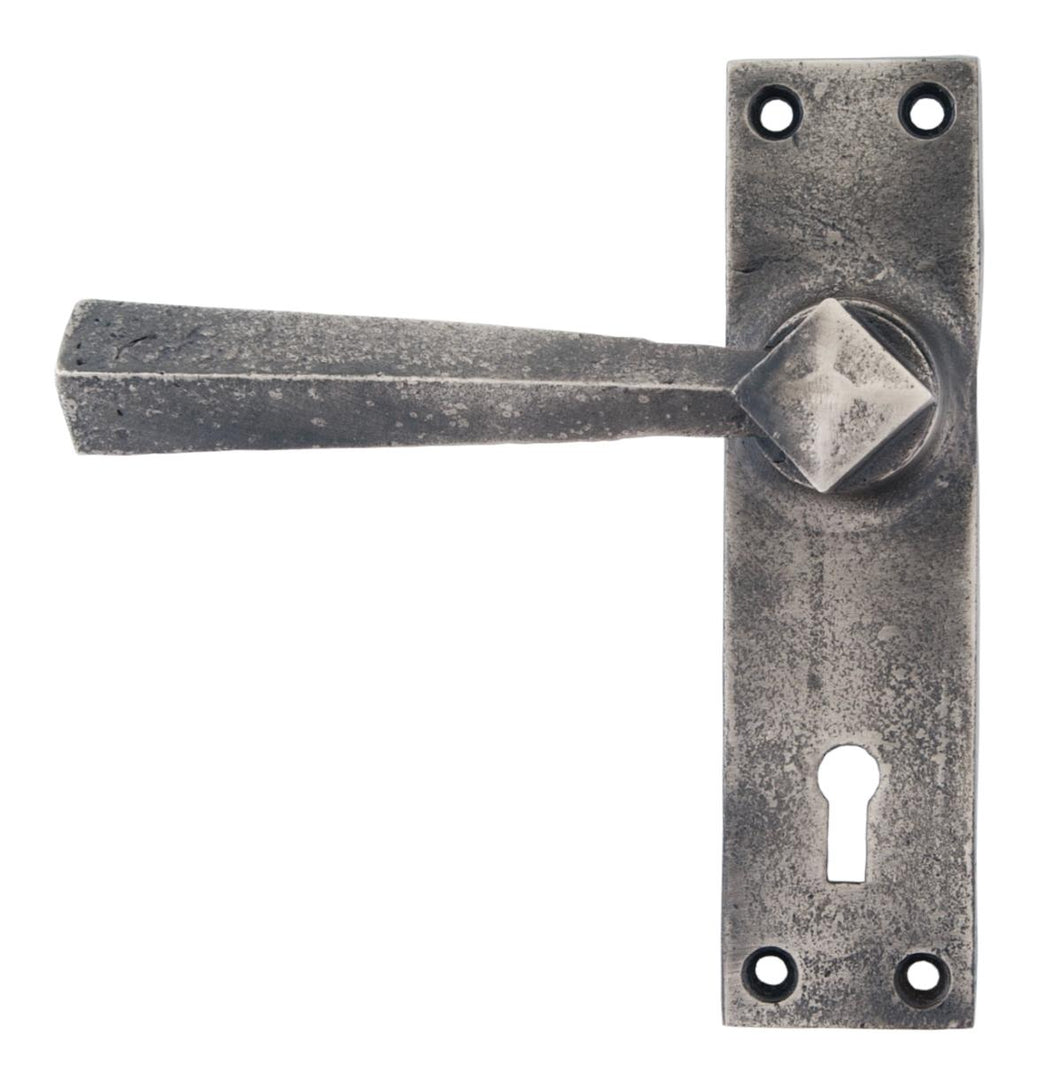 73112 Antique Pewter Straight Lever Lock Set