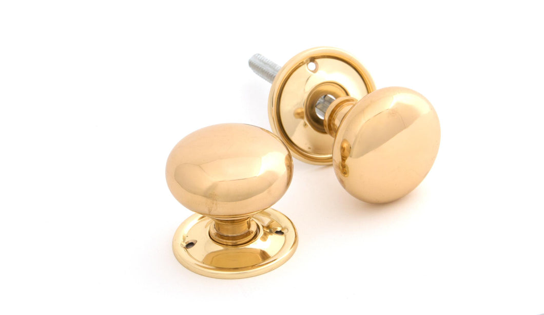 83564 Polished Brass Mushroom Mortice/Rim Knob Set