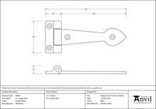 Load image into Gallery viewer, 83624 Black Smooth 6" Cast T Hinge (pair)
