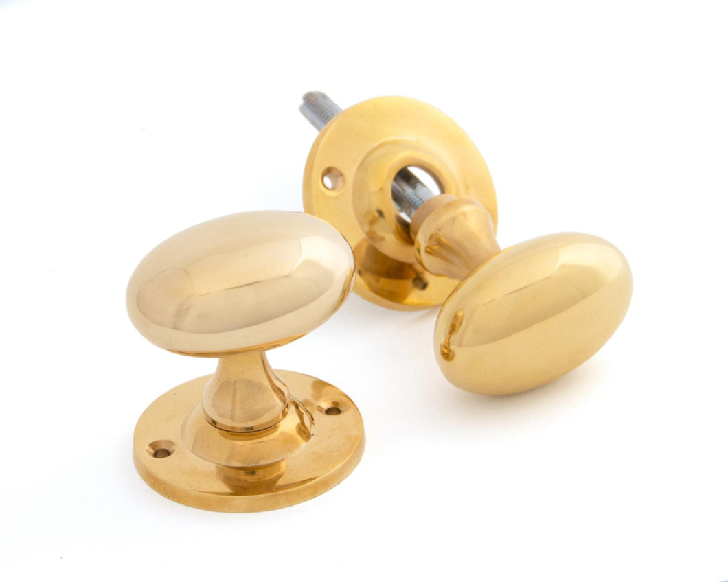 83627 Polished Brass Oval Mortice/Rim Knob Set