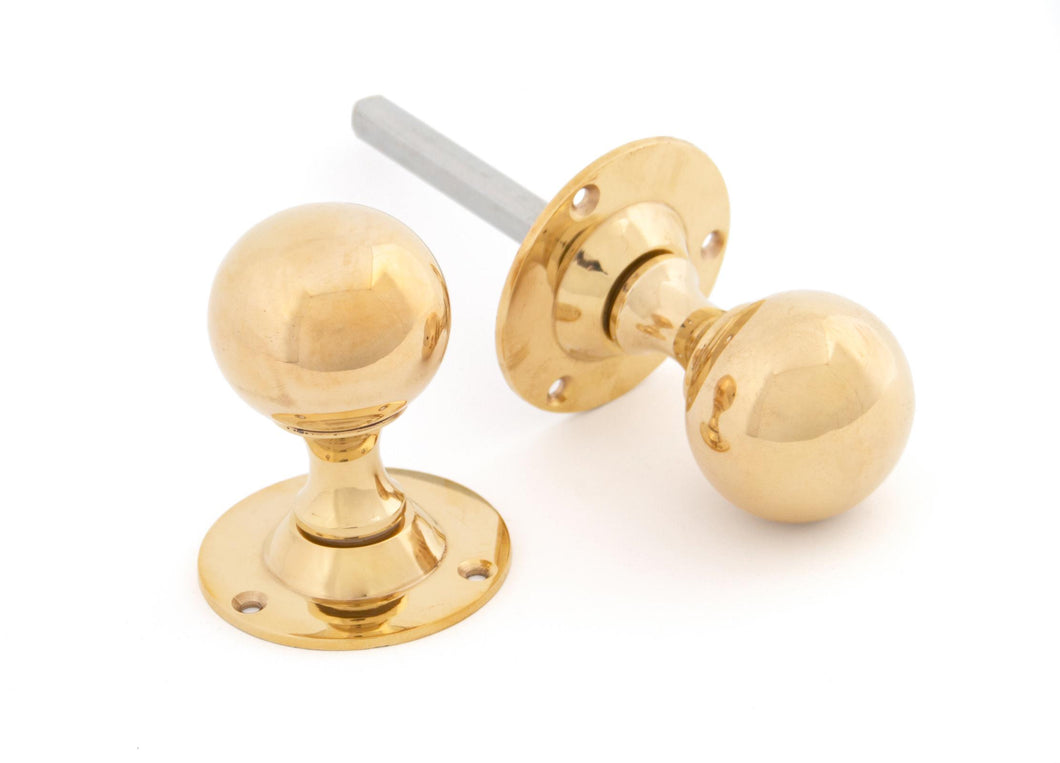 83630 Polished Brass Ball Mortice Knob Set