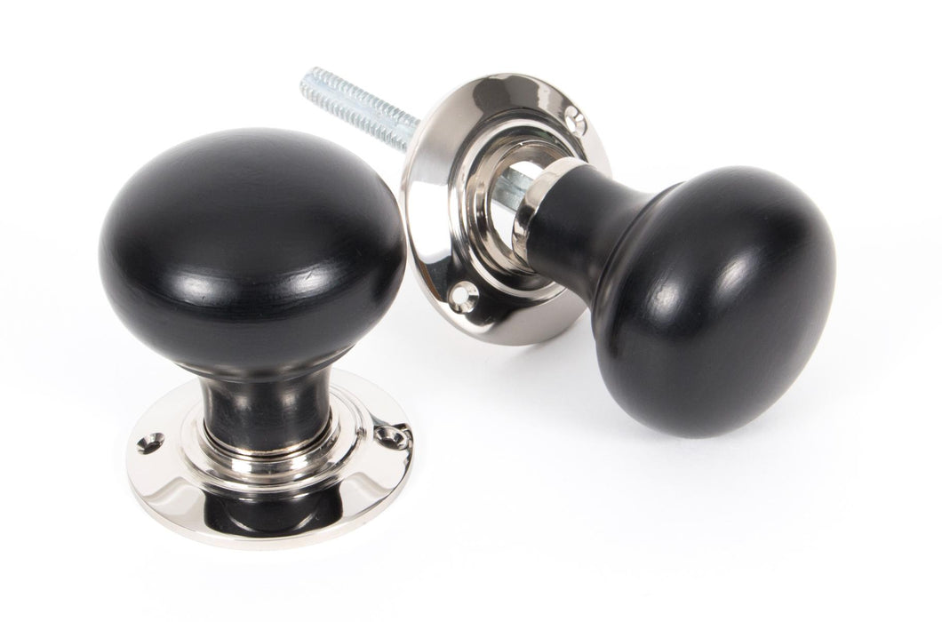 83838 Ebony and PN Bun Mortice/Rim Knob Set