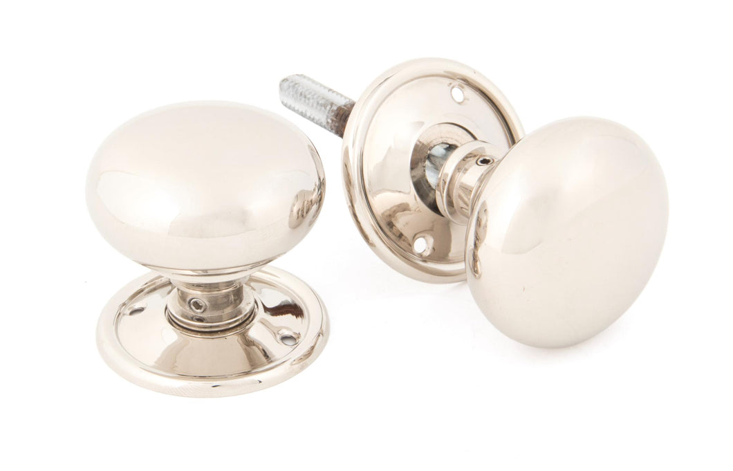83839 Polished Nickel Mushroom Mortice/Rim Knob Set
