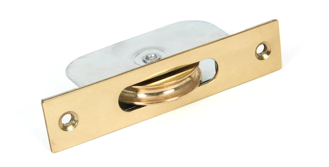 83891 Lacquered Brass Square Ended Sash Pulley 75kg