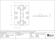 Load image into Gallery viewer, 83977 Aged Bronze 4" Ball Bearing Butt Hinge (pair) ss

