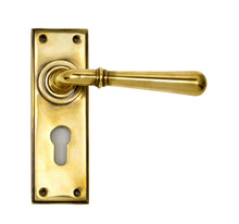 Load image into Gallery viewer, 91417 Aged Brass Newbury Lever Euro Lock Set
