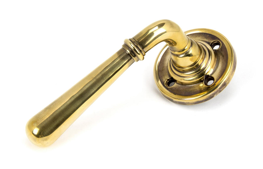 91418 Aged Brass Newbury Lever on Rose Set