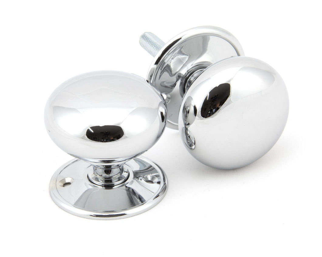 91532 Polished Chrome 57mm Mushroom Mortice/Rim Knob Set