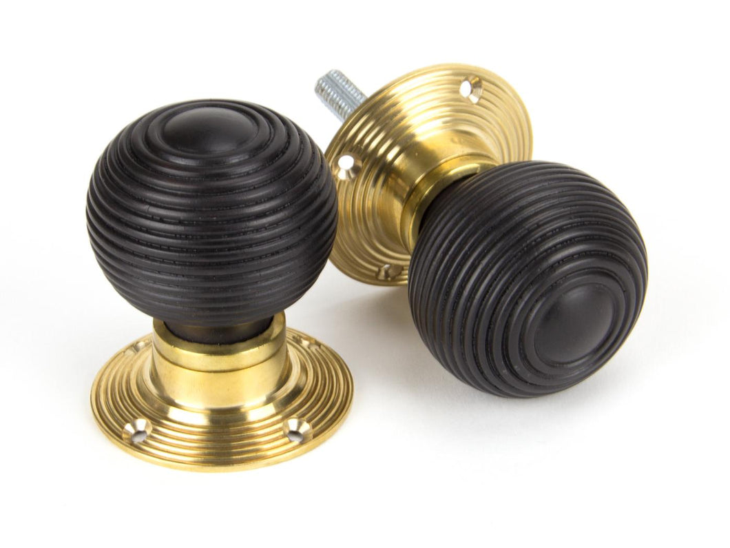 91762 Ebony and PB Cottage Mortice/Rim Knob Set - Small