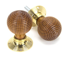 Load image into Gallery viewer, 91787 Rosewood &amp; Polished Brass Beehive Mortice/Rim Knob Set
