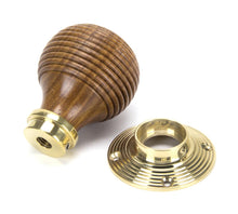 Load image into Gallery viewer, 91787 Rosewood &amp; Polished Brass Beehive Mortice/Rim Knob Set
