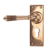 Load image into Gallery viewer, 91916 Polished Bronze Reeded Lever Euro Lock Set
