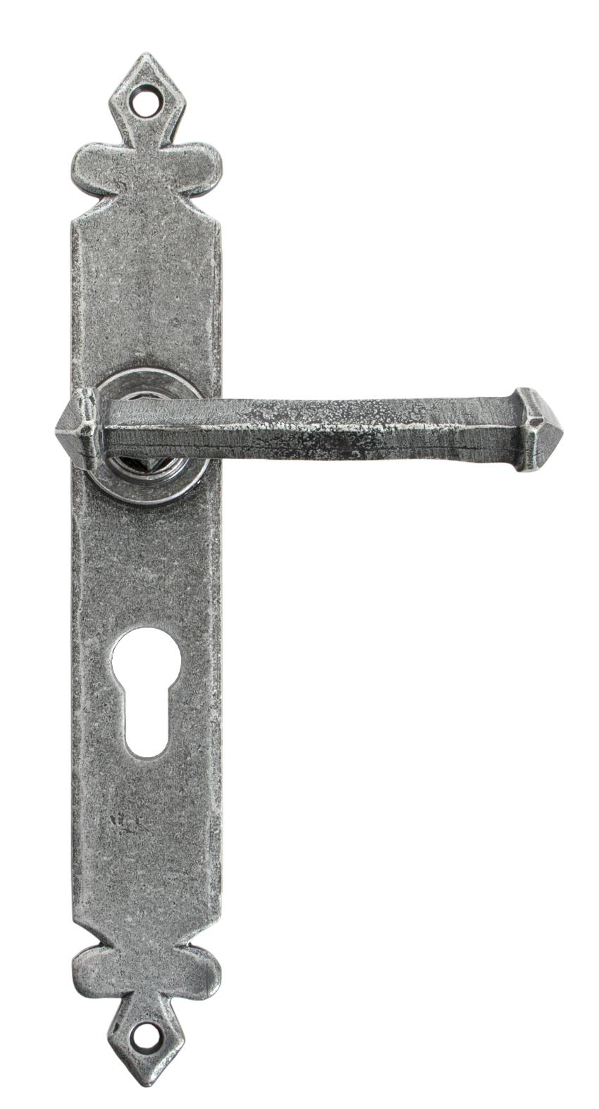 92063 Pewter Tudor Lever Euro Lock Set